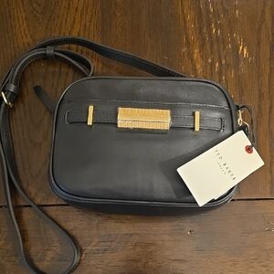 Ted Baker Black Leather Crossbody with Gold Details